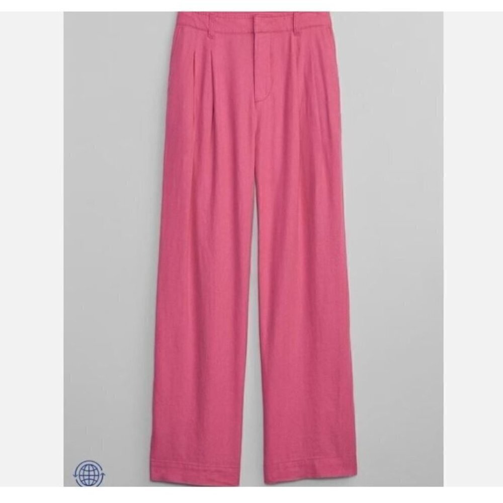 GAP High Rise Drapey Linen Rayon Pleated Wide Leg Pants Black Size 10 RT$70 NWT - Picture 3 of 9